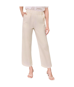 Lishang Damskie Spodnie Bawełniane Letnie Casual Wysoki Stan Beżowe XXL