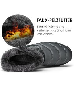 DREAM PAIRS Damskie Buty Zimowe Śniegowce Ciepłe Wodoszczelne Szare 37