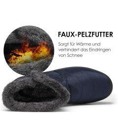 DREAM PAIRS Damskie Buty Zimowe Śniegowce Ciepłe Wodoszczelne Granatowe 41
