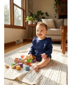 PatPat Sukienka Elegancka Gładka Vintage Granatowa Dla Dziewczynek 2 Lata