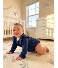 PatPat Sukienka Elegancka Gładka Vintage Granatowa Dla Dziewczynek 2 Lata