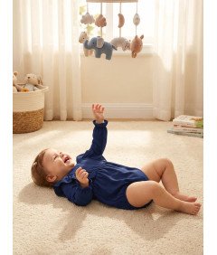 PatPat Sukienka Elegancka Gładka Vintage Granatowa Dla Dziewczynek 2 Lata