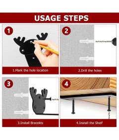 Wsporniki do Półek Podpórki Wsporniki Półek 12,5 cm Stalowe Czarne 4-PAK