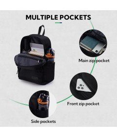 Waterfly Plecak Szkolny Miejski Sportowy Przegroda na Laptopa Czarny 18 L