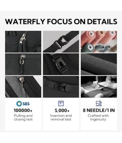 Waterfly Plecak Szkolny Miejski Sportowy Przegroda na Laptopa Czarny 18 L