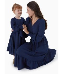 PatPat Sukienka Elegancka Gładka Vintage Granatowa Dla Dziewczynek 8-9 lat