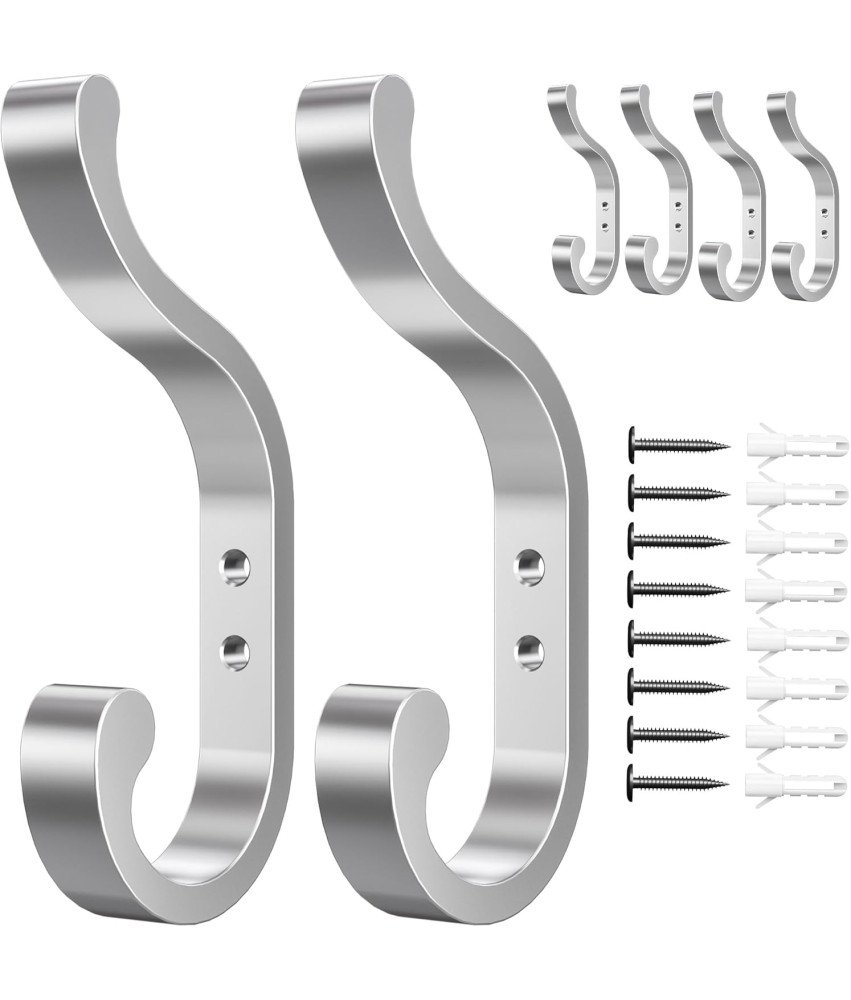 Wieszak na Ubrania Ścienny 6 Sztuk Wieszaki na Ubrania do 16 kg Srebrne