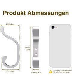 Wieszak na Ubrania Ścienny 6 Sztuk Wieszaki na Ubrania do 16 kg Srebrne