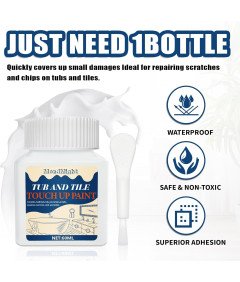 Emalia do Naprawy do Wanny Płytek Uniwersalny 60ml Biały Połysk MendMight