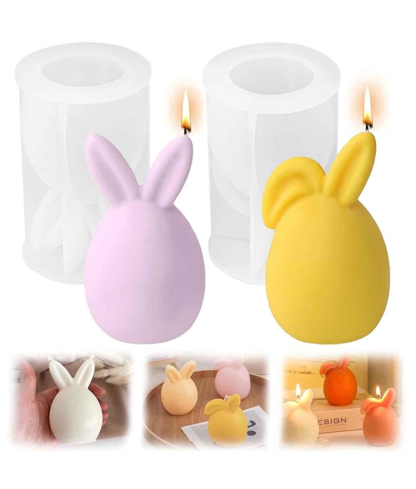 Silikonowa Forma do Świec Foremka 2 Sztuki DIY Króliczek Wielkanocny 3D