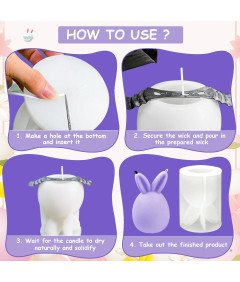 Silikonowa Forma do Świec Foremka 2 Sztuki DIY Króliczek Wielkanocny 3D