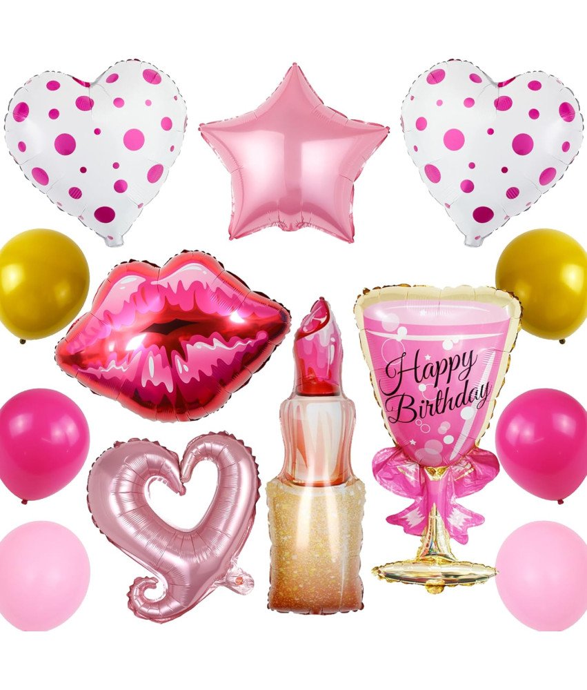 Zestaw Dekoracji na Urodziny Balony Urodzinowe Zestaw 13 Sztuk Duże Różowe