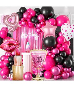 Zestaw Dekoracji na Urodziny Balony Urodzinowe Zestaw 13 Sztuk Duże Różowe