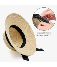 ANLUKE Damski Kapelusz Słomkowy Przeciwsłoneczny Plażowy Ochrona UV Beżowy