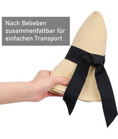 ANLUKE Damski Kapelusz Słomkowy Przeciwsłoneczny Plażowy Ochrona UV Beżowy