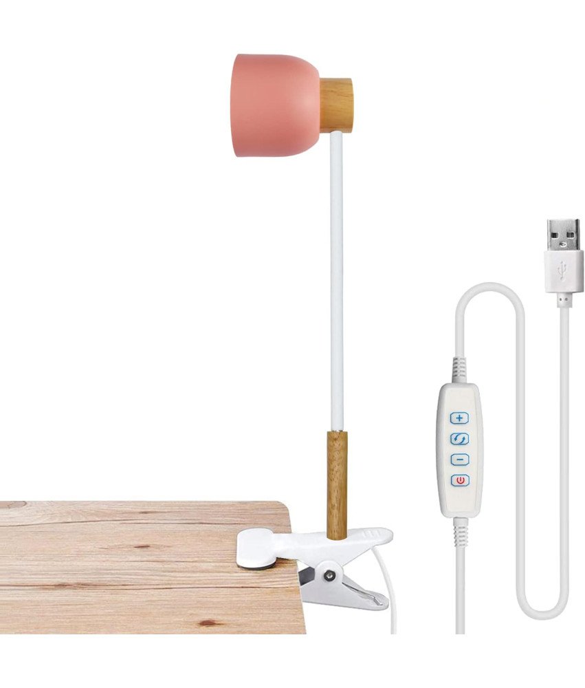 LANMOU Lampa Biurkowa LED z Zaciskiem Różowa 40cm