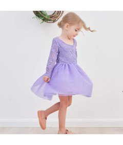 Ugitopi Sukienka dla Dziewczynek Tiulowa z Koronką Wizytowa Czarna 100 cm