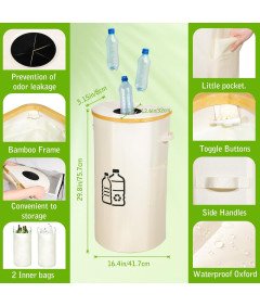 Pojemnik na Puste Butelki Kaucyjne 100L Składany Przenośny na Beżowy