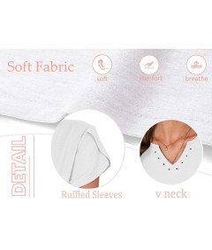 Elegancka Bluzka Damska V-Neck Krótki Rękaw T-Shirt Casual Biała M