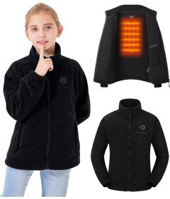 HEWINZE Kurtka Zimowa Dziecięca Podgrzewana na USB Bluza Polar Czarna XL