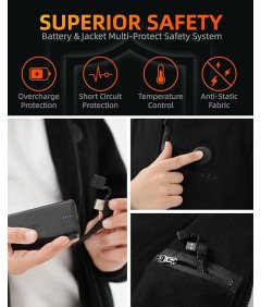 HEWINZE Kurtka Zimowa Dziecięca Podgrzewana na USB Bluza Polar Czarna XL