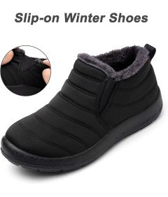 Scecocrs Śniegowce Damskie Buty Zimowe Ciepłe Botki Wodoodporne Czarne 42