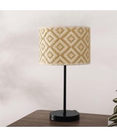 Navaris Lampa Stołowa Lampka Nocna Vintage Boho Klosz Beżowa E27 45x25 cm