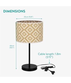 Navaris Lampa Stołowa Lampka Nocna Vintage Boho Klosz Beżowa E27 45x25 cm