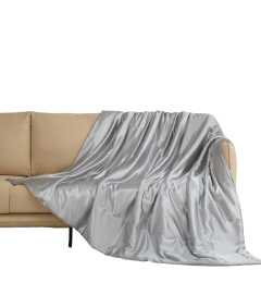 Luofanfei Koc Satynowy 220x240 cm Narzuta na Sofę Kanapę Błyszczący Szary