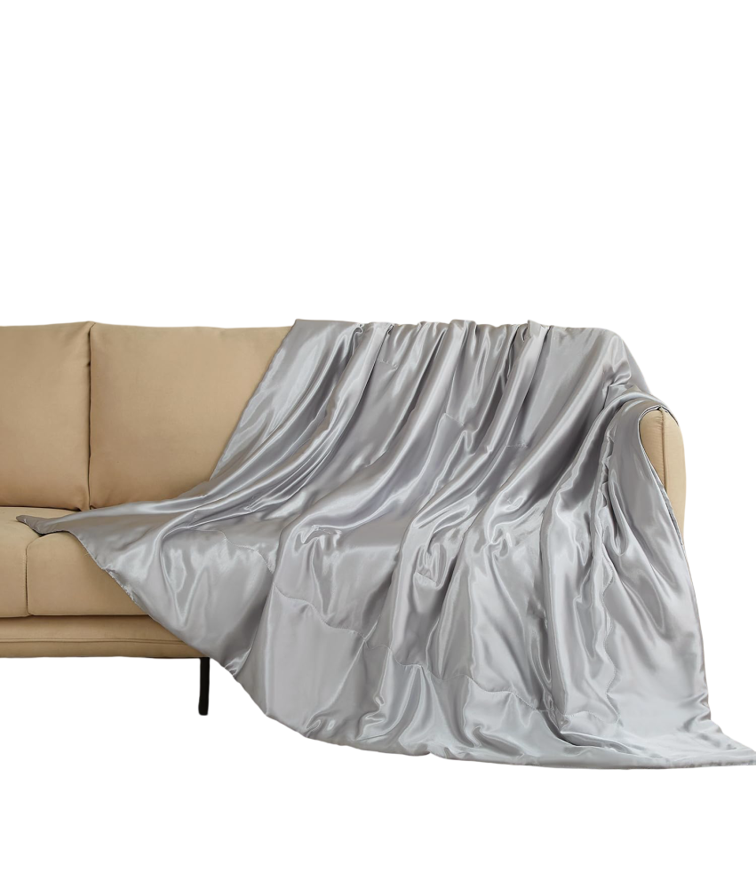 Luofanfei Koc Satynowy 220x240 cm Narzuta na Sofę Kanapę Błyszczący Szary