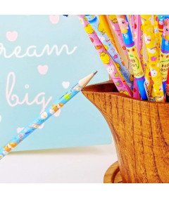 Ołówki Grafitowe Drewniane z Gumką w Kształcie Zwierząt Zestaw 24 Sztuki