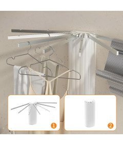 Suszarka na Pranie Ścienna Składany 7 Drążków Wieszak na Ubrania Biała