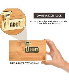 Bambusowe Pudełko na Susz z Zamkiem Szyfrowym Tacka do Skręcania i Słoik