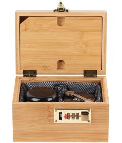 Bambusowe Pudełko na Susz z Zamkiem Szyfrowym Tacka do Skręcania i Słoik