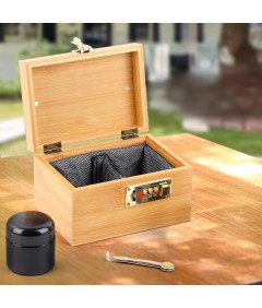 Bambusowe Pudełko na Susz z Zamkiem Szyfrowym Tacka do Skręcania i Słoik