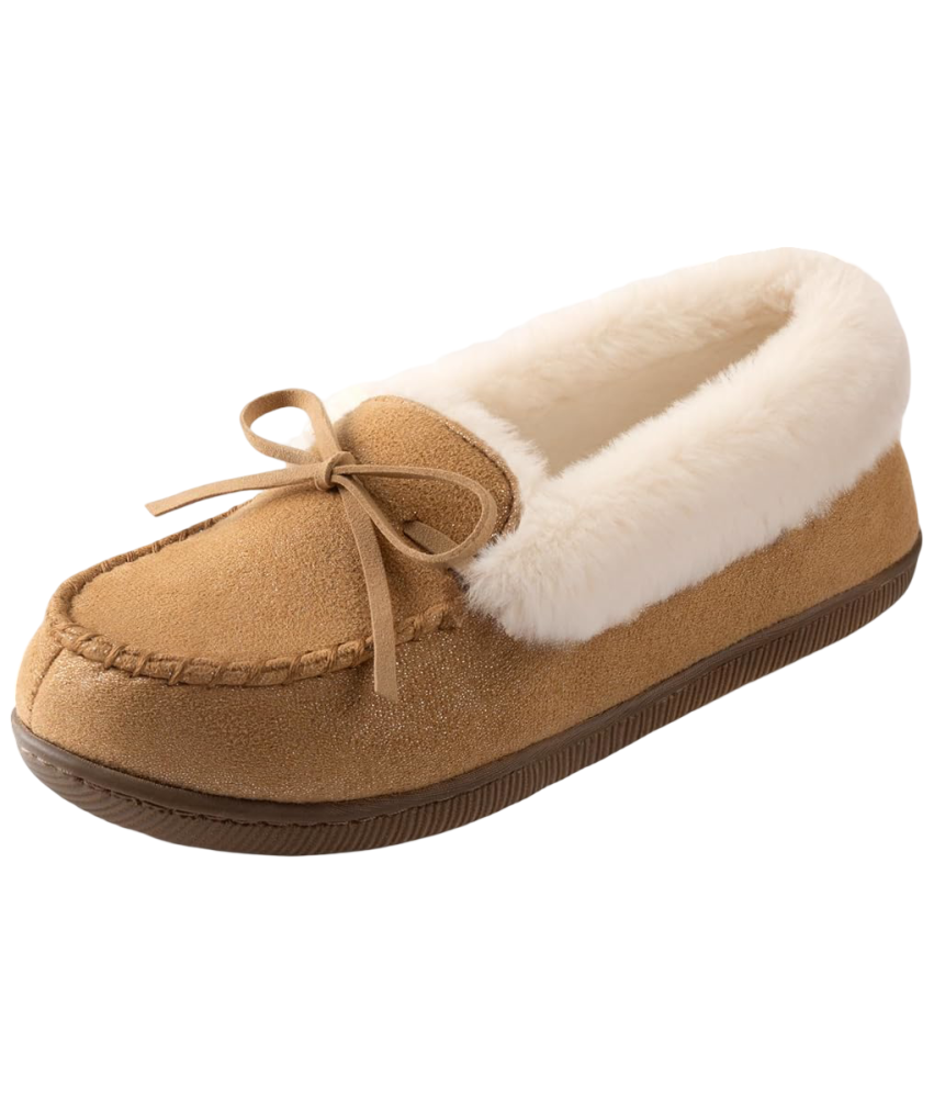 RockDove Damskie Kapcie Zimowe Mokasyny Wkładane z Futerkiem Brązowe 40 EU