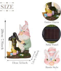 Krasnal Ogrodowy Lampa Solarna Ogrodowa Figurka Rzeźba Skrzat z Żywicy