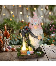 Krasnal Ogrodowy Lampa Solarna Ogrodowa Figurka Rzeźba Skrzat z Żywicy