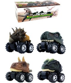 Auta Dinozaury Samochody Autka Szybkie Zestaw 4 Sztuki z Napędem Naciągiem