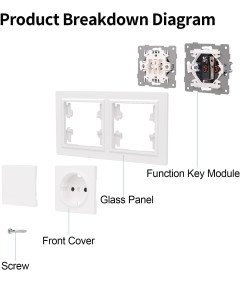 Gnizado z Włącznikiem w Podwójnej Ramce Gniazdko Włącznik Światła Białe