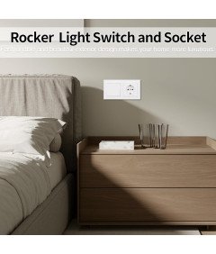 Gnizado z Włącznikiem w Podwójnej Ramce Gniazdko Włącznik Światła Białe