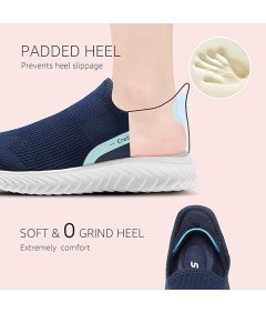 STQ Damskie Buty Sportowe Wsuwane z Siateczki bez Sznurówek Granatowe 38 EU