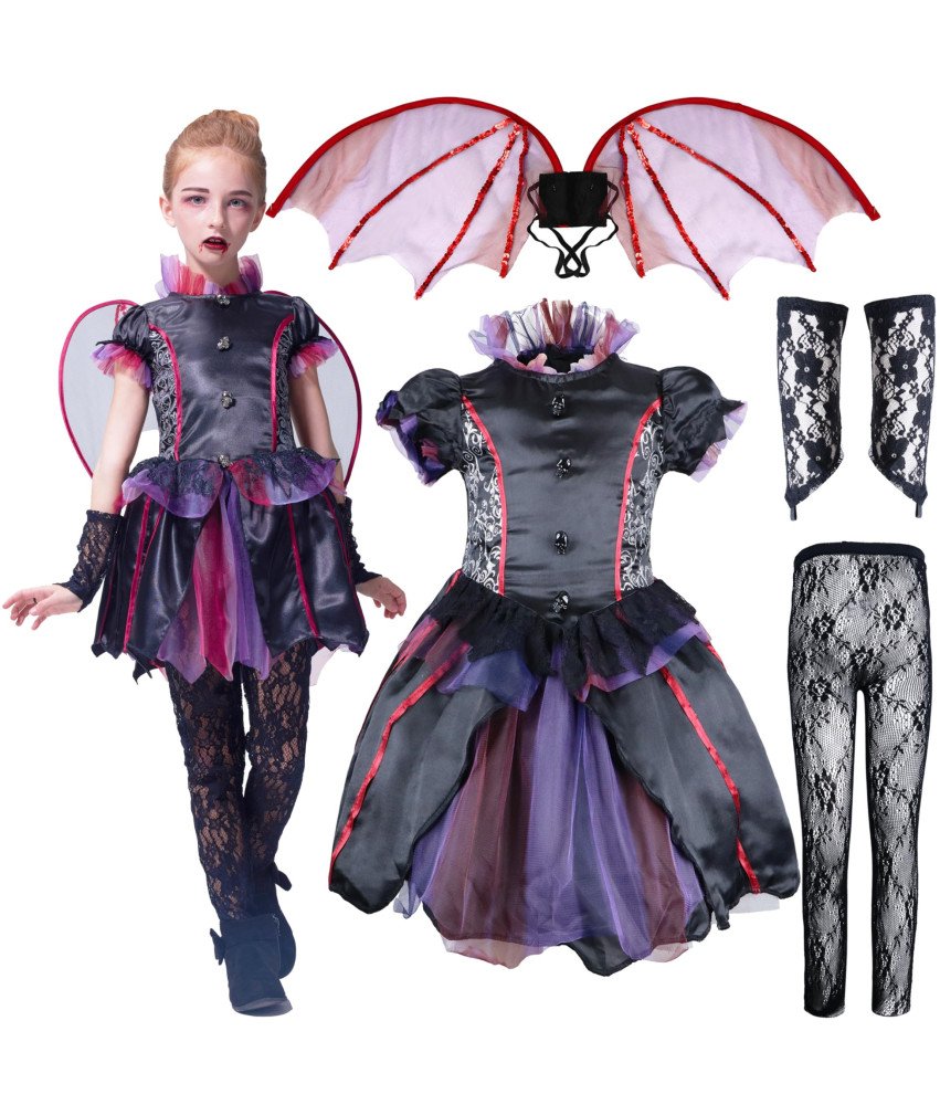 Strój Kostium Wampir Nietoperz dla Dziewczynki 4-6 Lat 116 cm Halloween