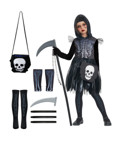 Strój Przebranie Kostium Żniwiarza Kosiarza dla Dziewczynek Halloween 7-8 L