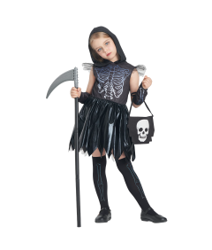 Strój Przebranie Kostium Żniwiarza Kosiarza dla Dziewczynek Halloween 7-8 L