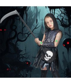 Strój Przebranie Kostium Żniwiarza Kosiarza dla Dziewczynek Halloween 7-8 L