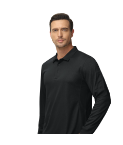 Męska Koszulka Polo Długi Rękaw do Golfa Taktyczna Stylowa Lekka Czarna 3XL