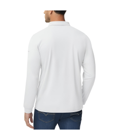 Męska Koszulka Polo Długi Rękaw do Golfa Taktyczna Stylowa Lekka Biała XL