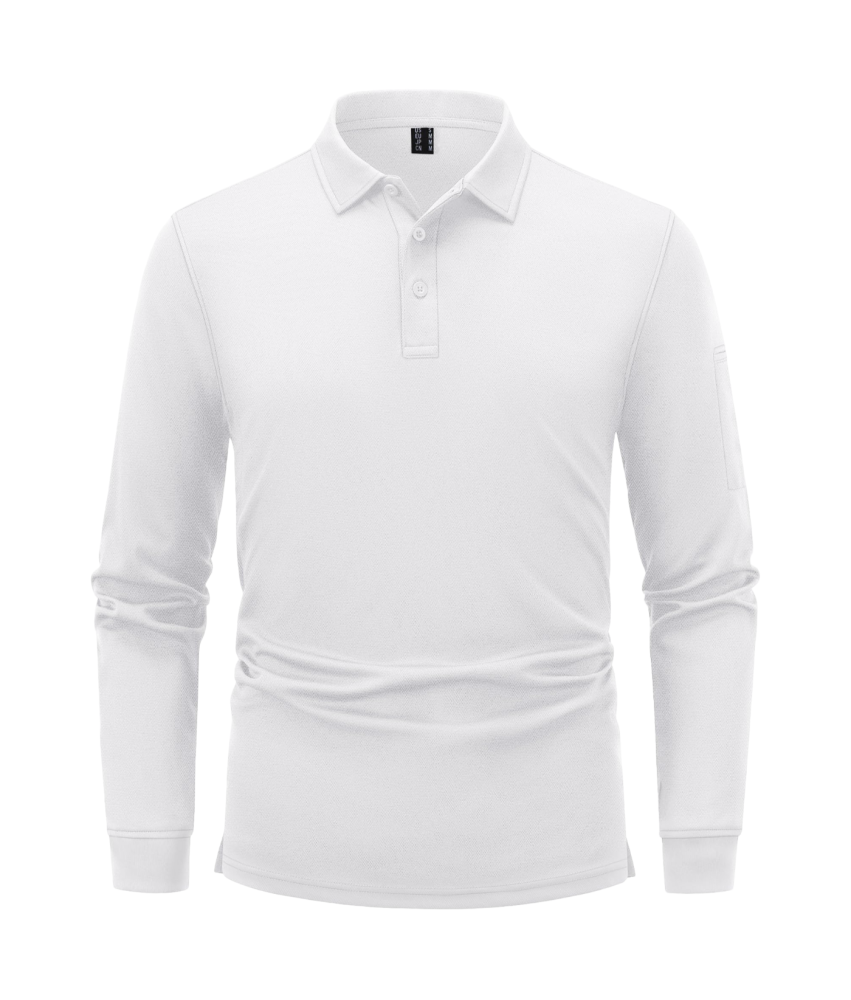 Męska Koszulka Polo Długi Rękaw do Golfa Taktyczna Stylowa Lekka Biała 3XL