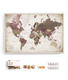 Obraz na Płótnie Tablica Korkowa Mapa Świata Europy Pinezki 90 x 60 cm